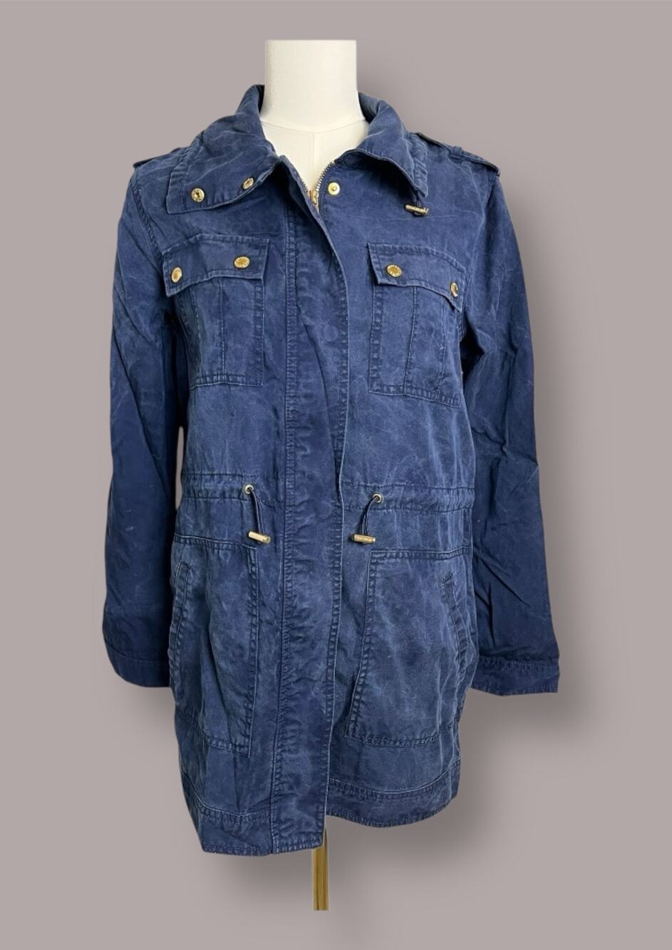 Michael Kors Blue Lyocell Womens Coat Jacket lightweight transition Fall XS Soft